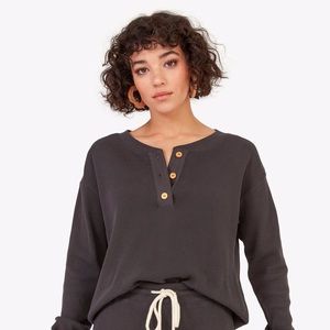 Mate the label organic thermal Henley charcoal XS